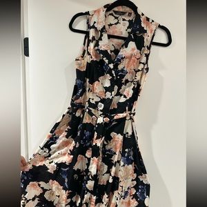 🤍 Mlle Gabrielle Floral Sleeveless Collar Button Front Belt Dress